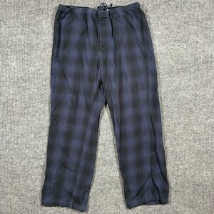 Eddie Bauer Sleepwear Mens Pajama Pants Size Large Blue Plaid Elastic Waist